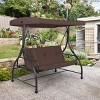 Costway Converting Outdoor Swing Canopy Hammock 3 Seats Patio Deck Furniture Brown - 3 of 4