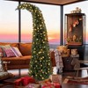 QingMoon 7FT Santa Hat Style Christmas Tree, Slim High Mountain Fir Tree with 777 Lush Branch Tips and Metal Stand for Holiday Party and Home Decor - 2 of 4