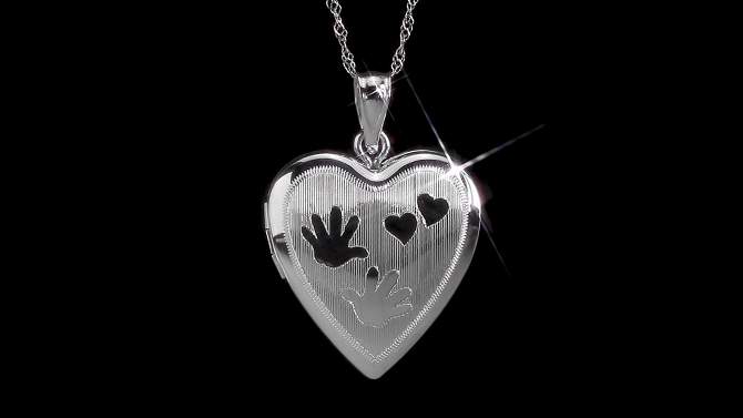 Heart with Handprint Locket Pendant Necklace in Sterling Silver (18"), 2 of 5, play video
