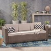 Outdoor Sofa, Single Sofa, Water-Resistant Cushions, Woven Texture, Sofa for 3 People, Iron Frame, Armless Sofa-Coolbibila - 2 of 4