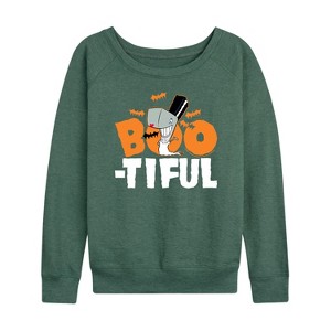 Women's - SpongeBob SquarePants - Boo-tiful Lightweight French Terry Wide Neck Long Sleeve Shirt - 1 of 4