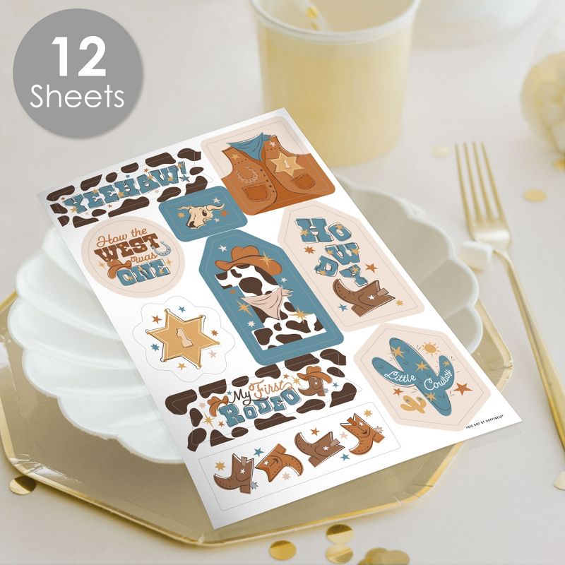 Big Dot of Happiness My First Rodeo - Little Cowboy 1st Birthday Party Favor Sticker Set - 12 Sheets - 120 Stickers, 2 of 7