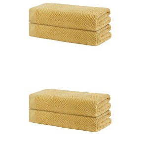 Unique Bargains Cotton Quick Lightweight Dry Large Bath Towels 4 Pcs - 1 of 4