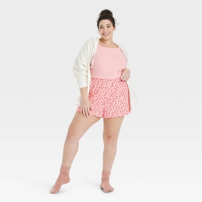 Women's Boxer Pajama Shorts - Colsie™ Black/white/floral L : Target