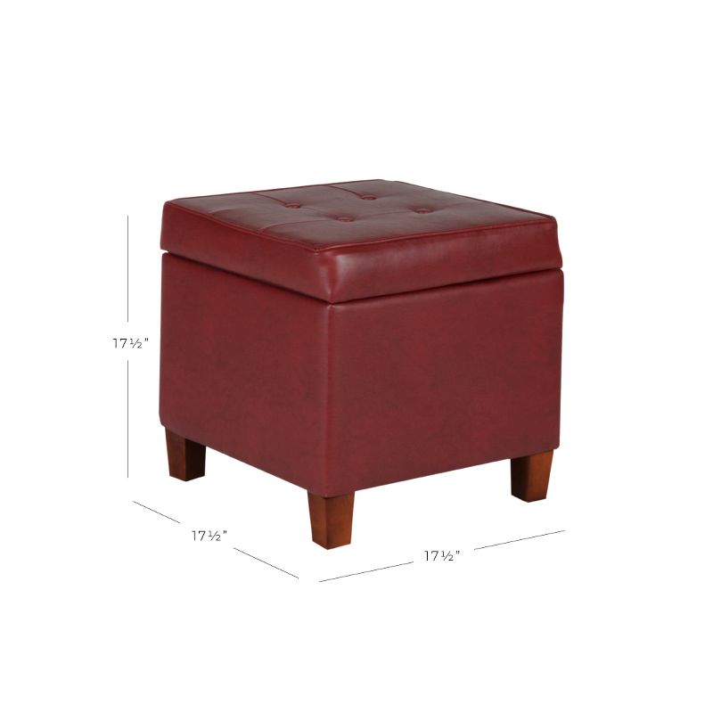 Square Tufted Faux Leather Storage Ottoman - HomePop, 2 of 16