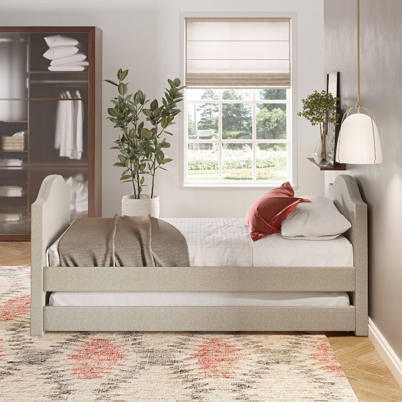 Twin Maddie Linen Upholstered Daybed with Trundle Ivory - Eco Dream, 4 of 6