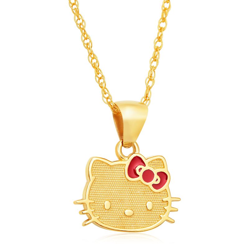 Hello Kitty 10k Gold Pendant Necklace, 18", 1 of 5