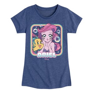 Girls' - Disney - Surprise Ariel & Flounder Fitted Short Sleeve Graphic T-Shirt - 1 of 4