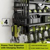 Hausource 12-Slot Power Tool Organizer Storage Racks with Pegboard, 4-Tier Drill Rack & Power Strip - 3 of 4