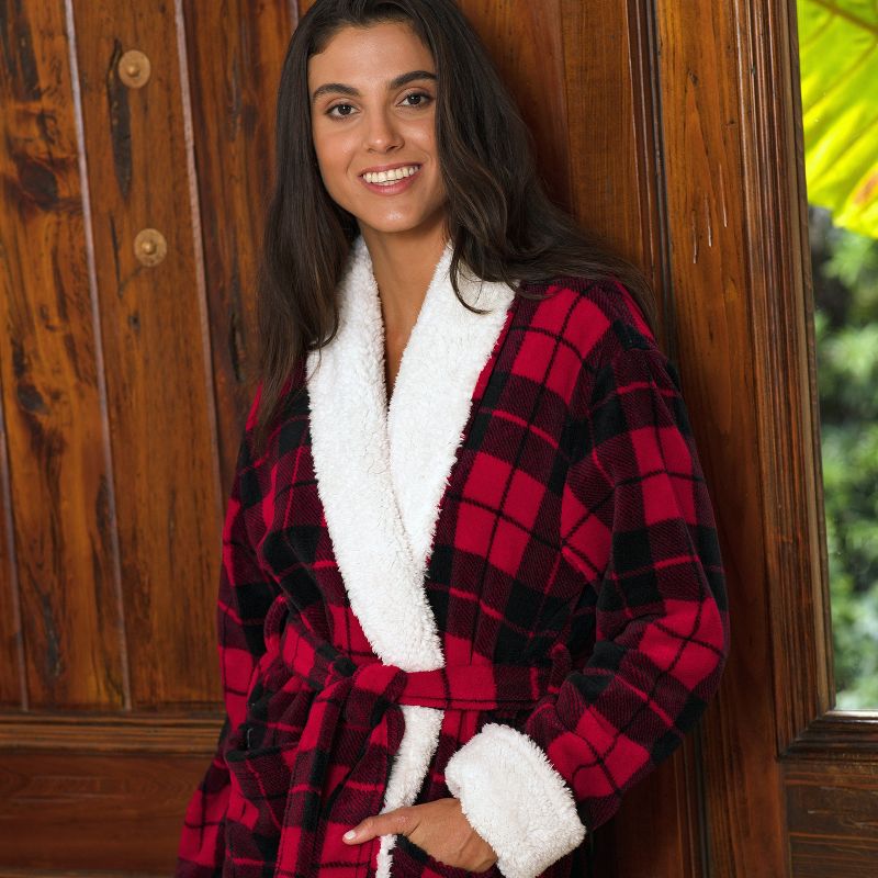 Women's Plush Fleece Bathrobe for Winter, Warm Cozy Bath Robe, 4 of 8