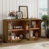 VYNXARIA 4-Door Large Storage Buffet Cabinet with Glass Doors£¬Arched Design with Adjustable Shelves in Old Pine Finish - 3 of 4