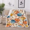 Itopfox Fall Pumpkins Throw Blanket, Soft Warm Fleece Blanket with Autumn Orange White Blue Pumpkins Leaves and Berries for Living Room Couch Bed - 2 of 4