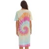Just Love Womens Nightgown - Tie Dye Short Sleeve Henley Oversized Sleepwear Gown - 3 of 3