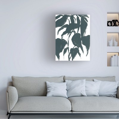 Modern Black Ink Brush Strokes on White Canvas Art, 18 x 24