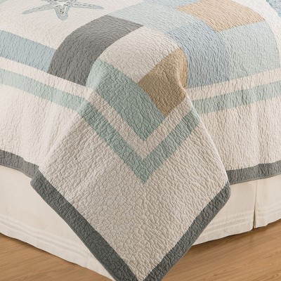 Twin White Cotton Reversible Nautical Sham Set