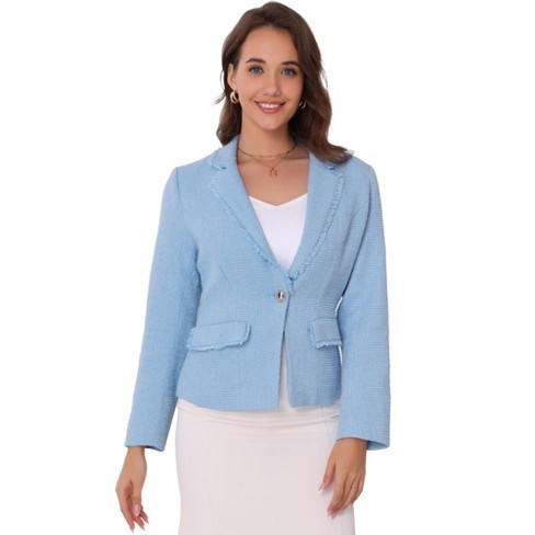 INSPIRE CHIC Women's Tweed Long Sleeve Notched Collar Open Front Casual Elegant Work Suit Blazer - image 1 of 4