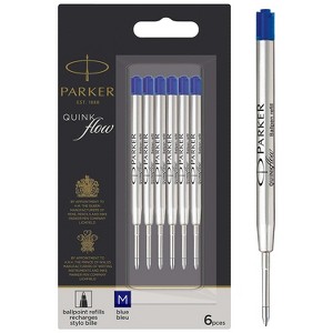 Parker Quinkflow Ballpoint Pen Refill Blue Ink 6/Pack (2025156) - 1 of 4