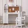 Kids Desk and Chair Set, Wooden Study Table with Storage Shelf, Bulletin Board, Children School Learning Desk Set - 3 of 4