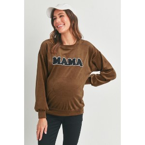 Hello Miz Women's Velvet Mama Crewneck Maternity Sweater Top - 1 of 4