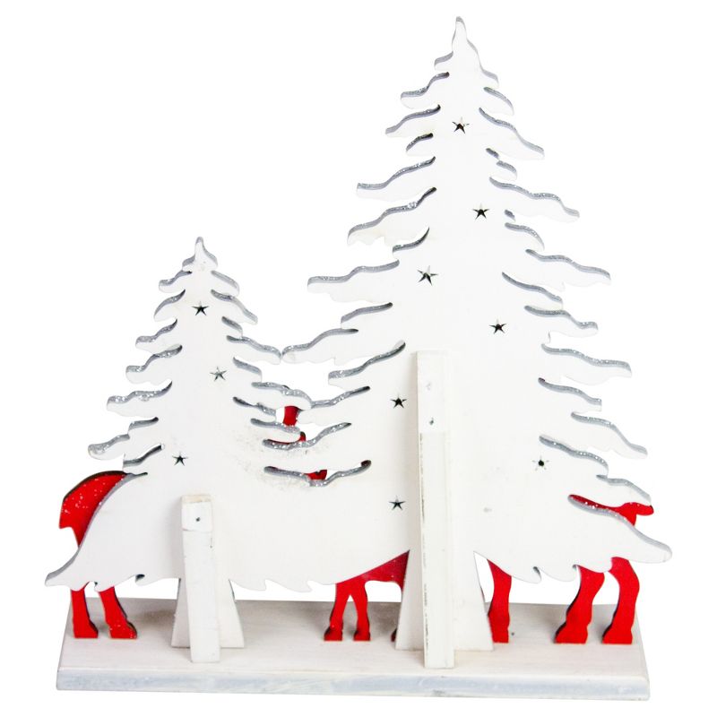Northlight 11.5" Reindeer Family with Sliver Glittered Trees Christmas Decoration, 3 of 5