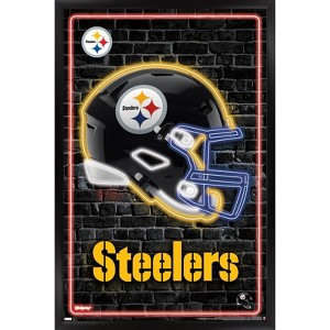 Trends International NFL Pittsburgh Steelers - Neon Helmet 23 Framed Wall Poster Prints - 1 of 4