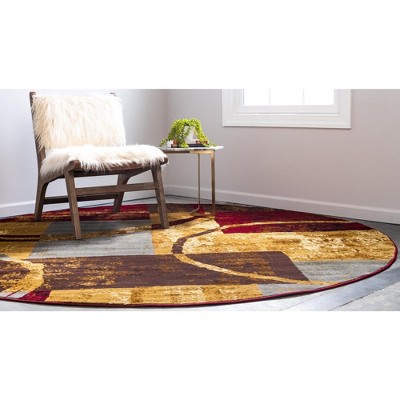 Multi-Color Round Geometric Synthetic Indoor Area Rug