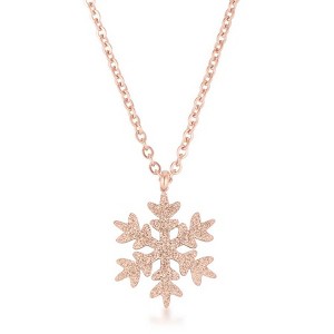 ShineHigh Jenna Textured Snowflake Pendant Necklace – Stainless Steel Winter Jewelry in Elegant Rose Gold or Silver Finish – Minimalist Holiday Gift - 1 of 1