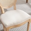 HDZNVF Set of 2 French Style Solid Wood Frame Antique Painting Linen Fabric Rattan Back Dining Chair - 3 of 4