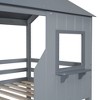 NicBex Twin over Twin Bunk Bed House Shape Loft Bed Pine Bed Frame with 2 Windows, Guardrail and Inclined Ladder, No Box Spring Required - 4 of 4