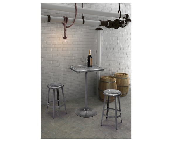 Industrial Powder Coated Square Metal 41" Pub Table - Gunmetal - ZM Home