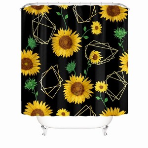 Sunflower And Geometric Pattern Shower Curtains for Bathroom Waterproof Fabric Bath Curtain Durable Soft Stylish Bathroom Decor 72x72 Inch - 1 of 1