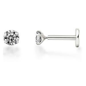 Solitaire Flat Back Stud Earrings by Ginger Lyne Sterling Silver 5A CZ 3mm or 5mm Stone - 1 of 4
