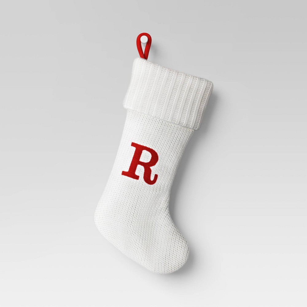 knit monogram christmas stocking white r - wondershop™: 20" festive holiday decor