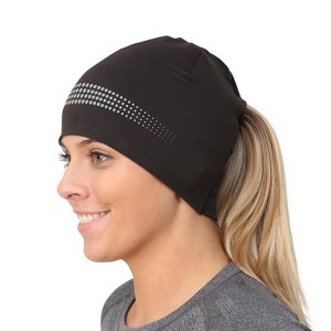 TrailHeads Ponytail Hat - Women’s Running Beanie with Reflective Accents - Skull Cap - 1 of 4