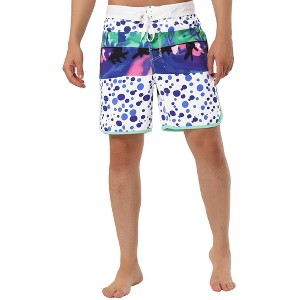 TATT 21 Men's Casual Lightweight Drawstring Waist Contrast Color Printed Board Shorts - 1 of 4