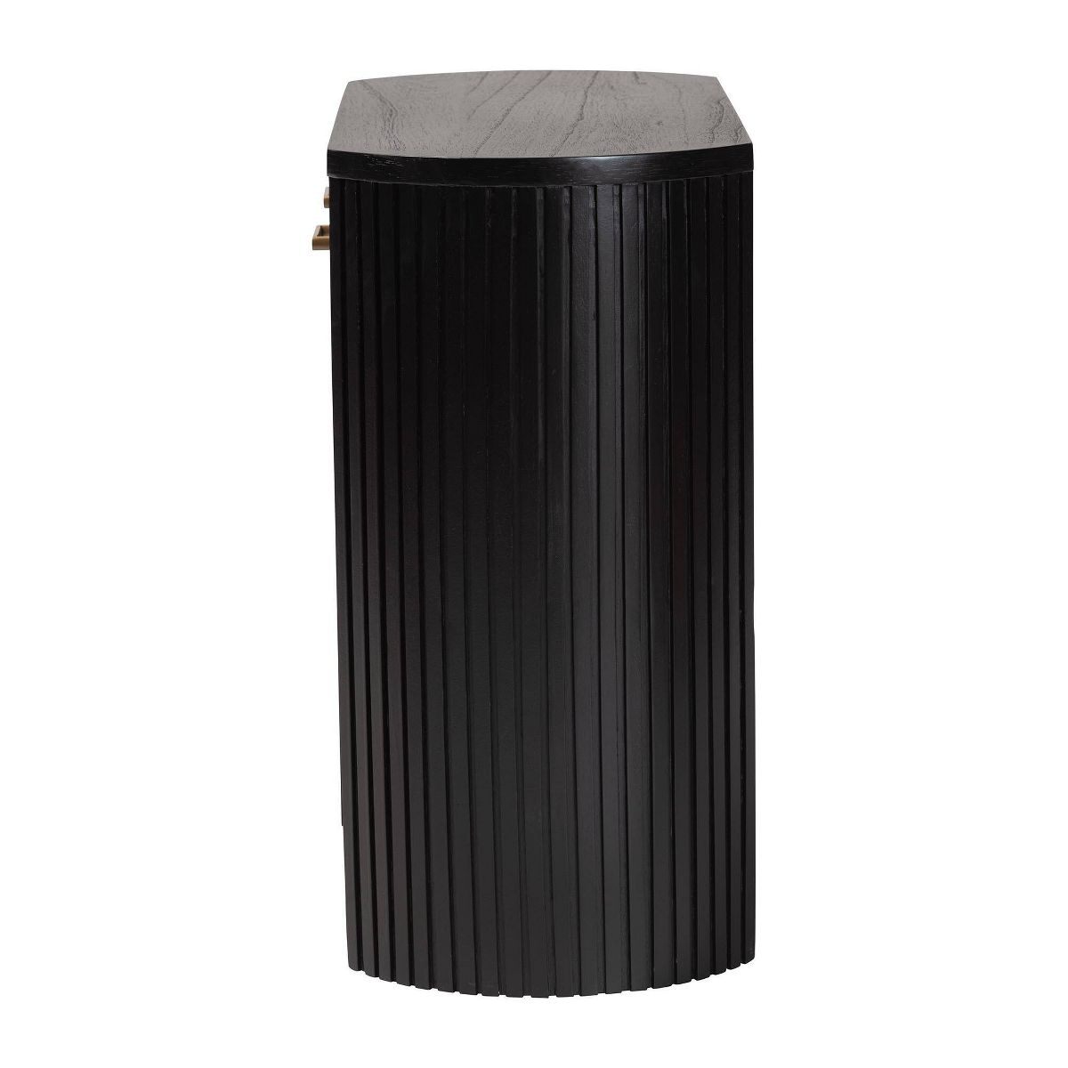 bali & pari Keshet Fluted Wood Storage Cabinet 2-Door with Vertical Slat Panels Black - thumbnail 4