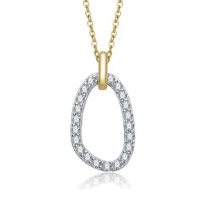Guili Two Tone with Clear Cubic Zirconia Oval Shaped Drop Pendant Necklace - 1 of 4
