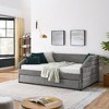 CAVINAS Twin Size Bed Frame, Linen Fabric Upholstered Daybed with Trundle, Tufted Sofa Bed with Diamond-Tufted Backrest and Stylish Wingback Arms - 4 of 4