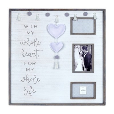24" x 24" Three Opening My Whole Heart Collage Photo Display Gray - Prinz