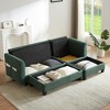 83"W L-Shaped Sectional Sofa with Movable Storage Ottoman & 6 Pillows, Chenille Upholstery Couch with Side Pockets - ModernLuxe - 3 of 4