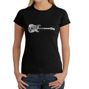 LA Pop Art Women's Word Art T-Shirt - Rock Guitar - 1 of 4