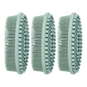Unique Bargains Shower Silicone 2 in 1 Body Scrubber 3 Pcs - 1 of 4