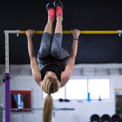 Purple Adjustable Steel Gymnastics Bar with Folding Mat Set