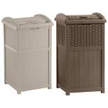 Suncast Trash Hideaway 33 Gallon Garbage Container, 1 Beige & 1 Brown (2 Pack)