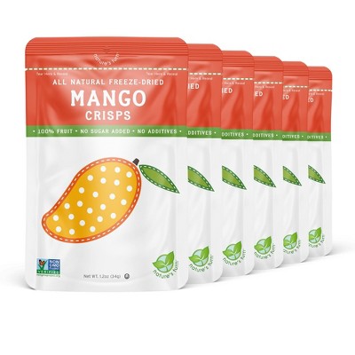 Nature's Turn Freeze-Dried Fruit Snacks - Mango Crisps - No Sugar Added, Non GMO, Gluten Free, Nothing Artificial - 34g (1.20oz) - 6-PACK