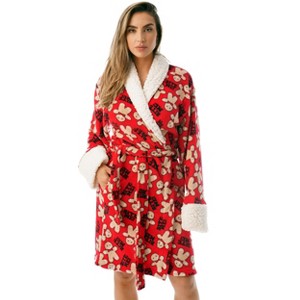 Just Love Womens Plush Printed Plaid Robe | Ladies Bathrobe - 1 of 3