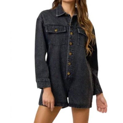 Women's Buttoned Romper - Blue Blush