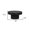 HomeRoots 28" Black Solid Wood Round Pedestal Coffee Table - 3 of 4