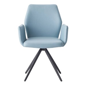 24" Segismunda Accent Chair Light Blue Leather/Black Finish - Acme Furniture: Metal Frame, 60 Day Warranty - 1 of 4