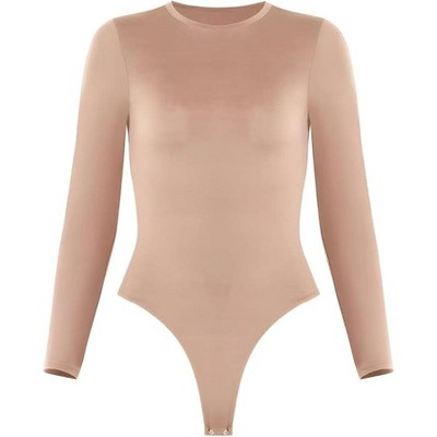 Sol Living Women's Bodysuit Seamless Casual Going Out Top Shirt Breathable Tops Tummy Control Shapewear Stretchy Basic Body Suits T Shirt Crew Neck